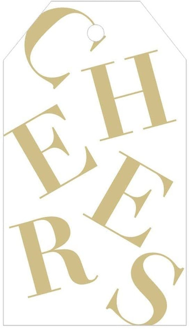 Caspari Tossed Hanging Gift Tags, Cheers White/Gold, 2 Pack (HT052)