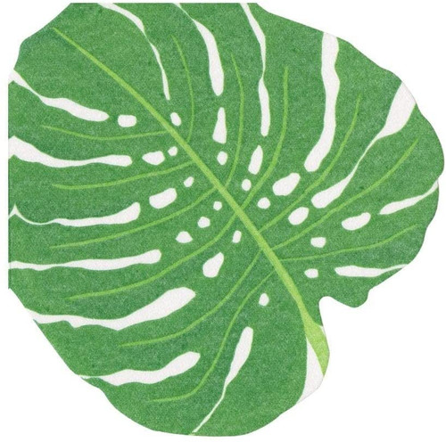 Caspari Paper Linen Luncheon Napkins, Monstera Die-Cut - 2 Packs (17080LGDC)