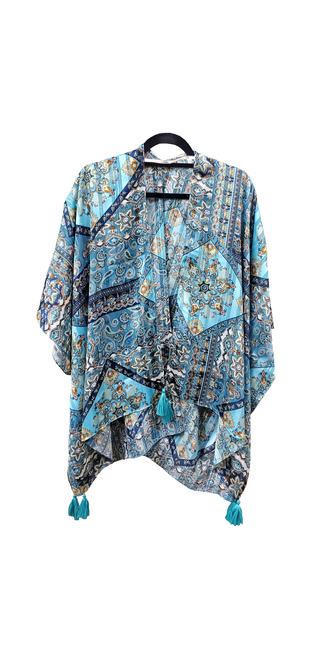 Ganz Patchwork Kimono Wrap, Teal (WRP7023B)