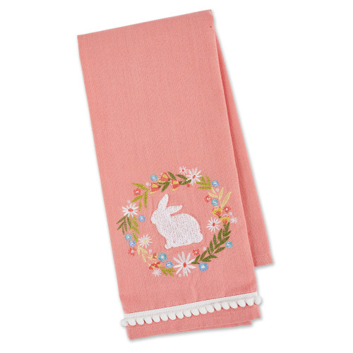 Design Imports Rabbit Wreath Embellished Dishtowel (753599)