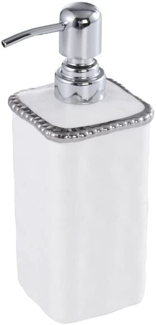 Pampa Bay Vanity Soap Dispenser Pump, White w/ Silver Trim
