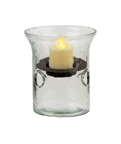 Midwest CBK Round Hammered Glass Tealight Holder, Medium