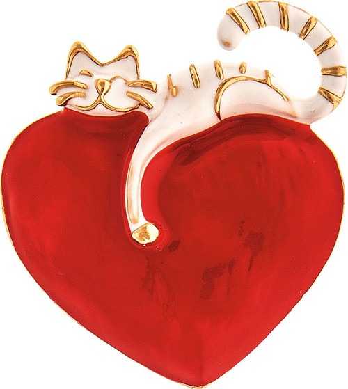 Rain Gold White Love Cats Pin