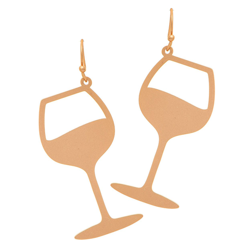 Rain Dangle Earrings, Wine Glass - Gold (E2745G)
