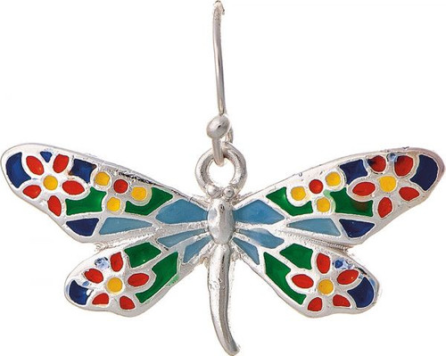 Rain Silver Multicolor Enamel Dragonfly Earrings