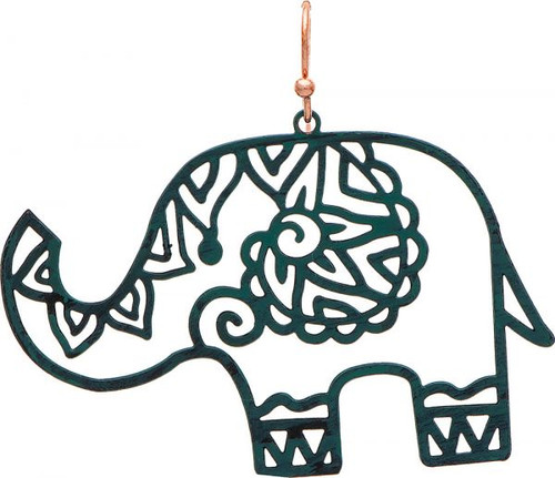 Rain Dangly Earrings, Mandala Elephant - Patina (E3343P) 
