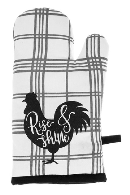 Ganz Rise and Shine Rooster Oven Mitt, Plaid