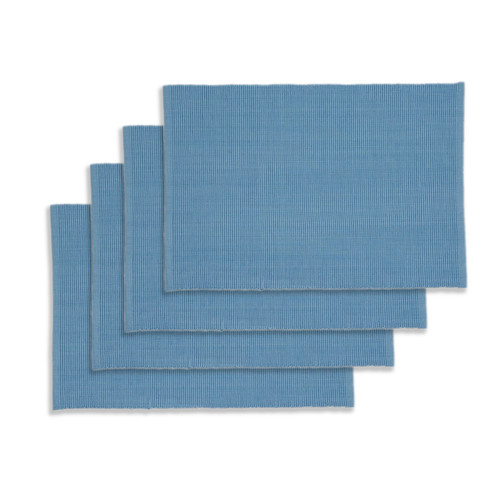 Design Imports Ribbed Placemats, Faded Denim - Set of 4 (90517)