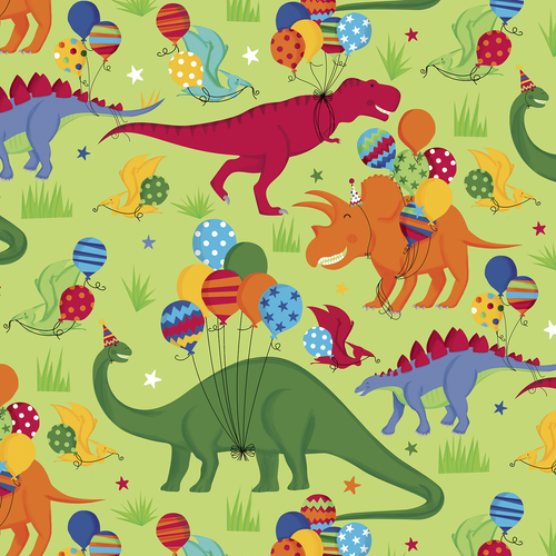 The Gift Wrap Company 5' Gift Wrap Roll, Dinosauria, Set of 2 (51-4462)