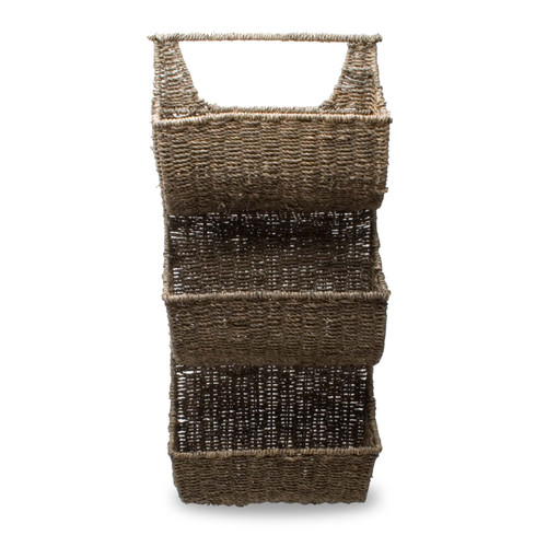 Tag 3-Part Seagrass Wall Basket, Coffee (340022)