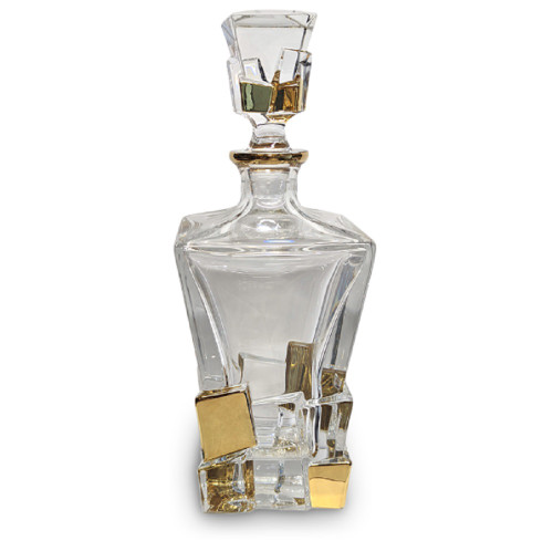 Gage Crack Whiskey Murano Style Decanter, 24kt Gold (BO189G)