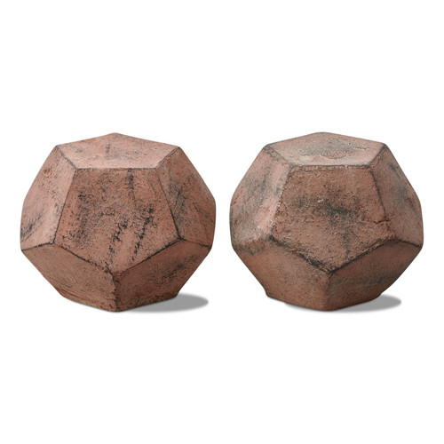TAG Octagonal Bookend, Antique Brown - Set of 2