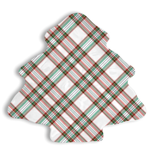 Michel Design Works Vintage Plaid Melamine Serveware Christmas Tree Plate