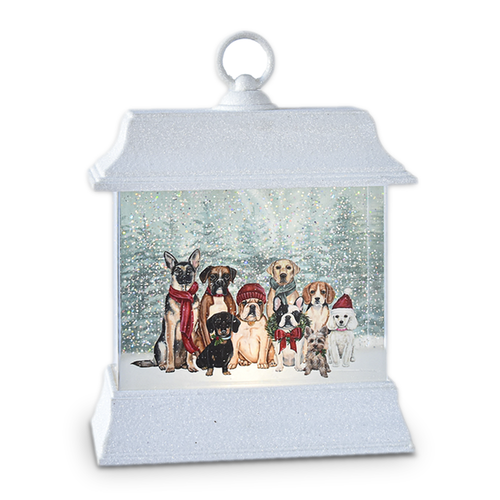 Midwest CBK LED Shimmer Lantern, Holiday Dog Scene