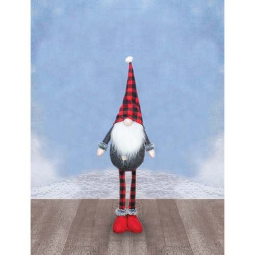 Hanna's Handiworks Festive Flannel Gnome Stander, Gray Shirt