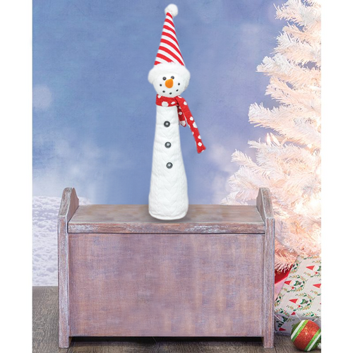 Hanna's Handiworks Skinny Tabletop Chef Snowman, Santa Hat