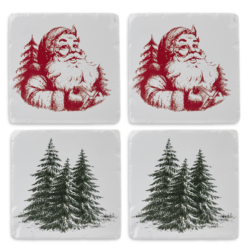 Midwest CBK Coasters, Santa & Forest - Set of 4