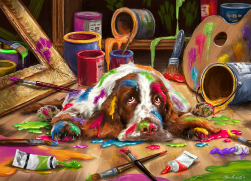 Vermont Christmas Company Jigsaw Puzzle, Puppy Picasso - 1000 Piece (VC1218)