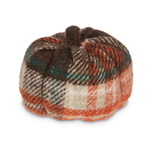 Ganz Mini Stuffed Pumpkin, Brown Plaid (ER63935B)