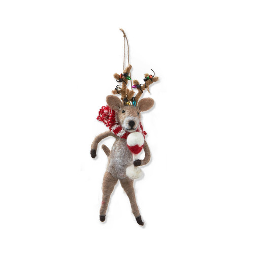 TAG Ornament, Reindeer with Wine Glass (G15495C)