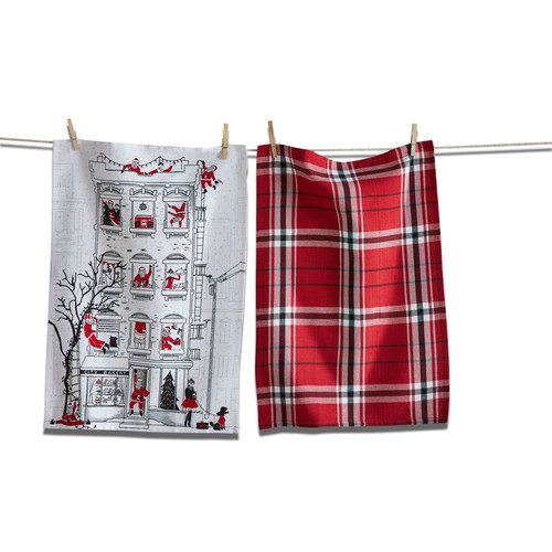 TAG Party in the House! Santa Cityscape Dishtowel set of 2 (G15832)