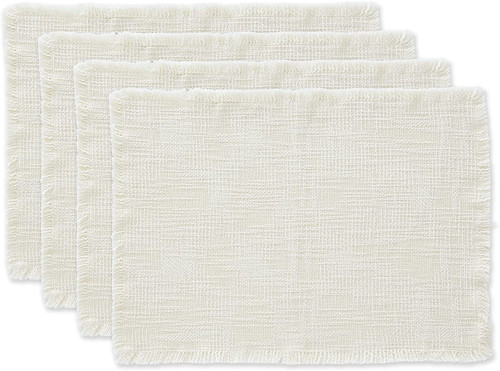 Design Imports Basket Fringe Placemats, Cream Sugar - Set of 4 (753075)