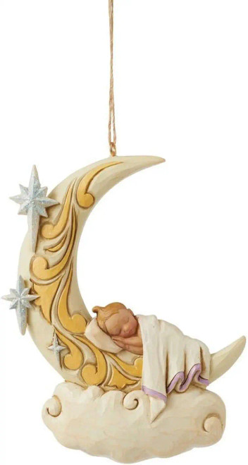 Enesco Jim Shore Heartwood Creek, Baby Sleeping on Moon Hanging Ornament (6011677)