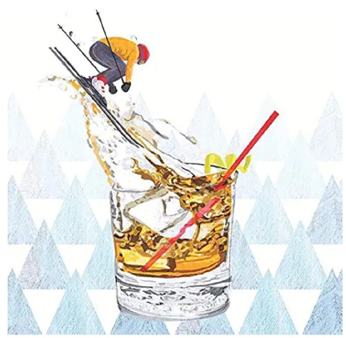 Paperproducts Design Beverage Napkins, Skiing, Après Ski Bourbon, 2 Pack (3253922)