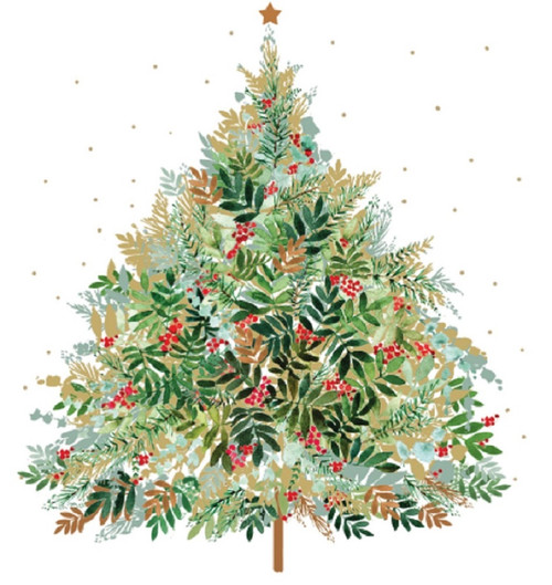 Paperproducts Design Beverage Napkins,  Christmas Hill Tree - 2 Packs (3253888)