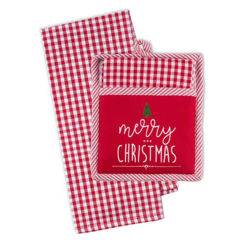 Design Imports India Potholder Gift Set, Merry Christmas Tree