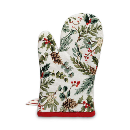 Design Imports Printed Oven Mitt, Holiday Sprigs (754851)