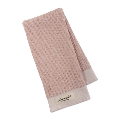 Design Imports Stonewashed Waffle Dishtowel, Pink Quartz (751102)