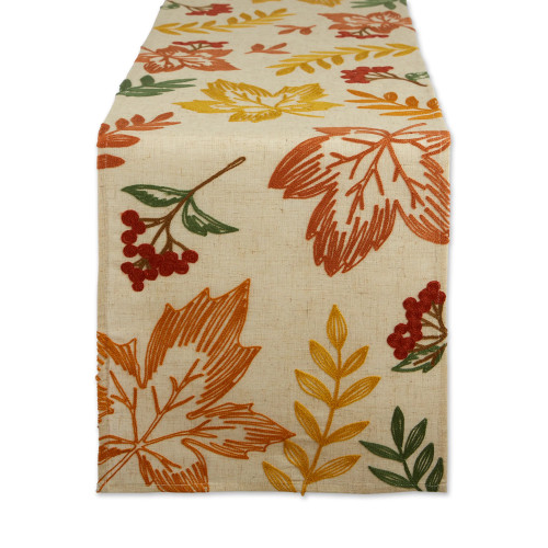 Design Imports India Table Runner, Scattered Leaves