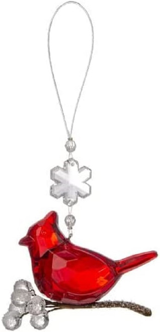 Ganz Ornament, Snowflake Cardinal - Clear Berries (ACRYX-225B)