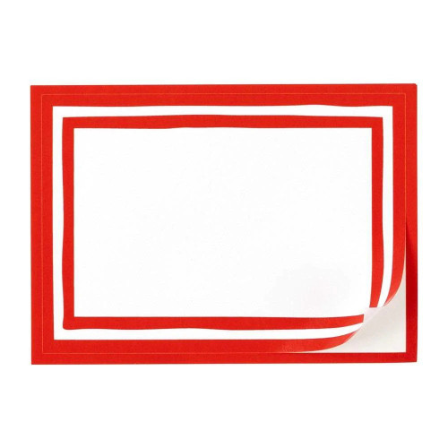 Caspari Self-Adhesive Labels, Red Border Stripe - Set of 2 Packs (LTAG012)