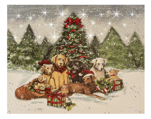 Ganz LED Light Up Holiday Pups Wall Deco Canvas (MX185480)