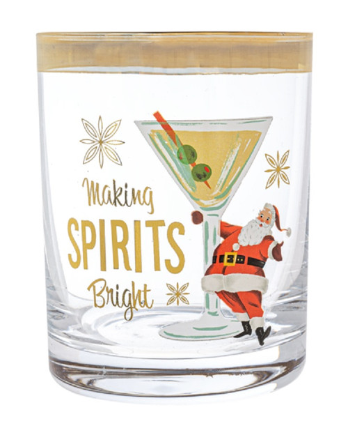 Midwest Low Ball Glass, Happy Hour Santa - Spirits (MX183786A)