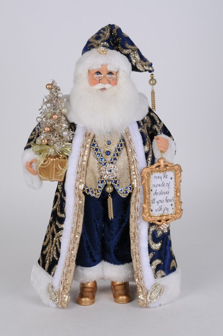 Karen Didion Lighted Midnight Blue Santa, 19" (CC18-55)