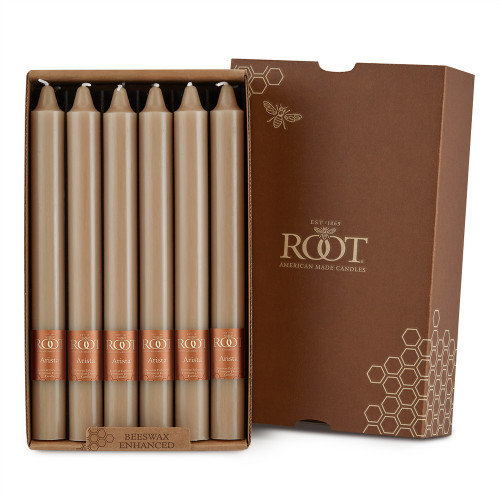 Root Smooth Arista Candles 9", Taupe - Box of 12 (8945)
