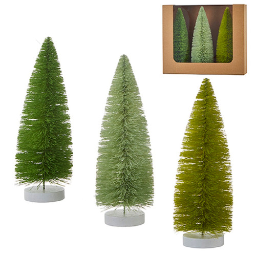 RAZ Imports Green Bottle Brush Trees, 8" - Set of 3 (4220017)