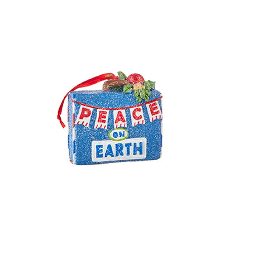 RAZ Imports 3.25" Holiday Luggage Ornament - PEACE ON EARTH (4207019A)