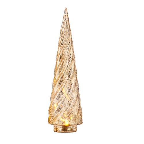 Raz Imports 14" Gold Mercury Glass Lighted Swirl Tree (4122859A)