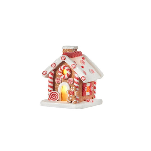 RAZ Imports 3.25" Lighted Gingerbread House Ornament - Left of Door (4115522B)
