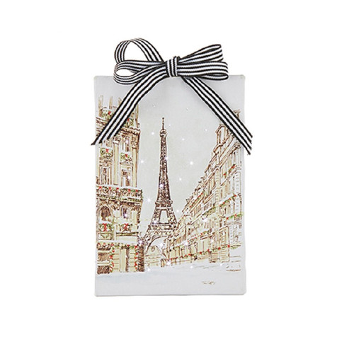 RAZ Imports 6" Christmas in Europe Lighted Print Ornament with Easel Back - Eiffel Tower (4239404A)