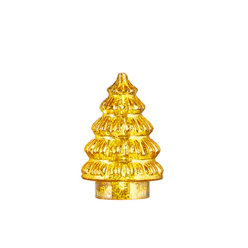Raz Imports 6" Lighted Tree Figurine, Gold - Tiered (4220916A)