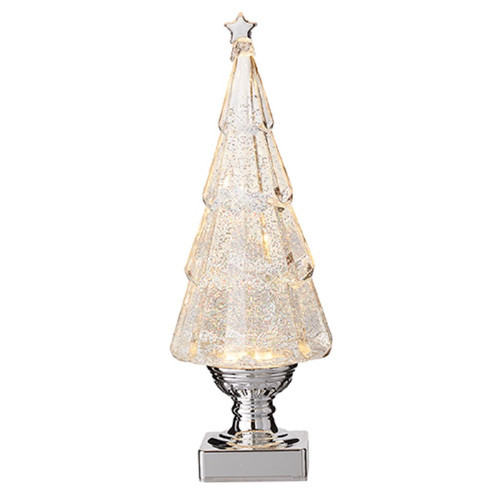 Raz Imports 13.75" Lighted Tree with Silver Swirling Glitter (4219144)