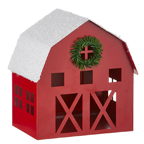 RAZ Imports Red Metal Barn -  7.25"