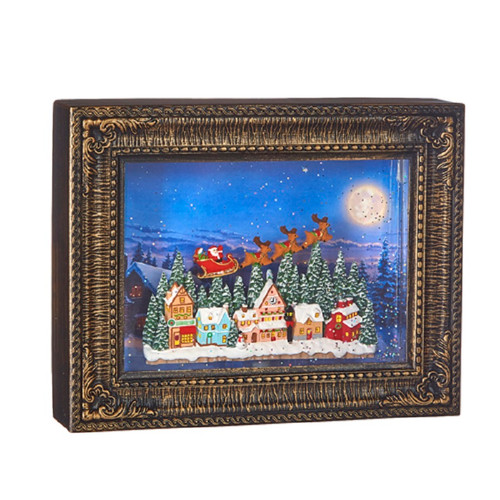 Raz Imports Lighted Water Picture Frame, Flying Santa - 10"