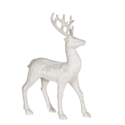 RAZ Imports 12.75" White/Silver Glittered Deer - Down (3100812B)