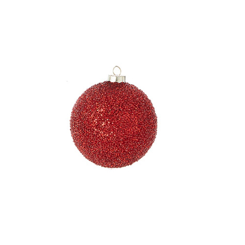 Raz Imports 4" Red Beaded Ornament - Round (4222880A)